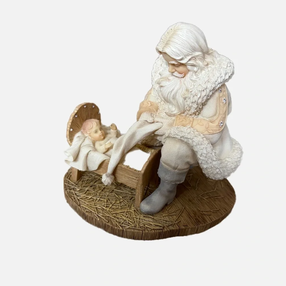NEW Foundations Santa Kneeling by Baby Jesus Figurine, 5.12 Inch, Multicolor
